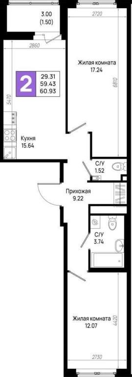 , 2-комн., Всеволожск